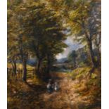 After Joseph Thors (1835-1920) British. A Landscape with Figures on a Path, Oil on Canvas, bears a