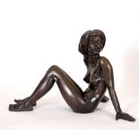 Tom Greenshields (1915-1994) British. “Cathy” Seated Naked, Bronze resin, Signed and Numbered 74/