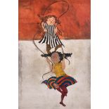 Graciela Rodo Boulanger (1935- ) Bolivian. Girls with Skipping Ropes, Lithograph in Colours,