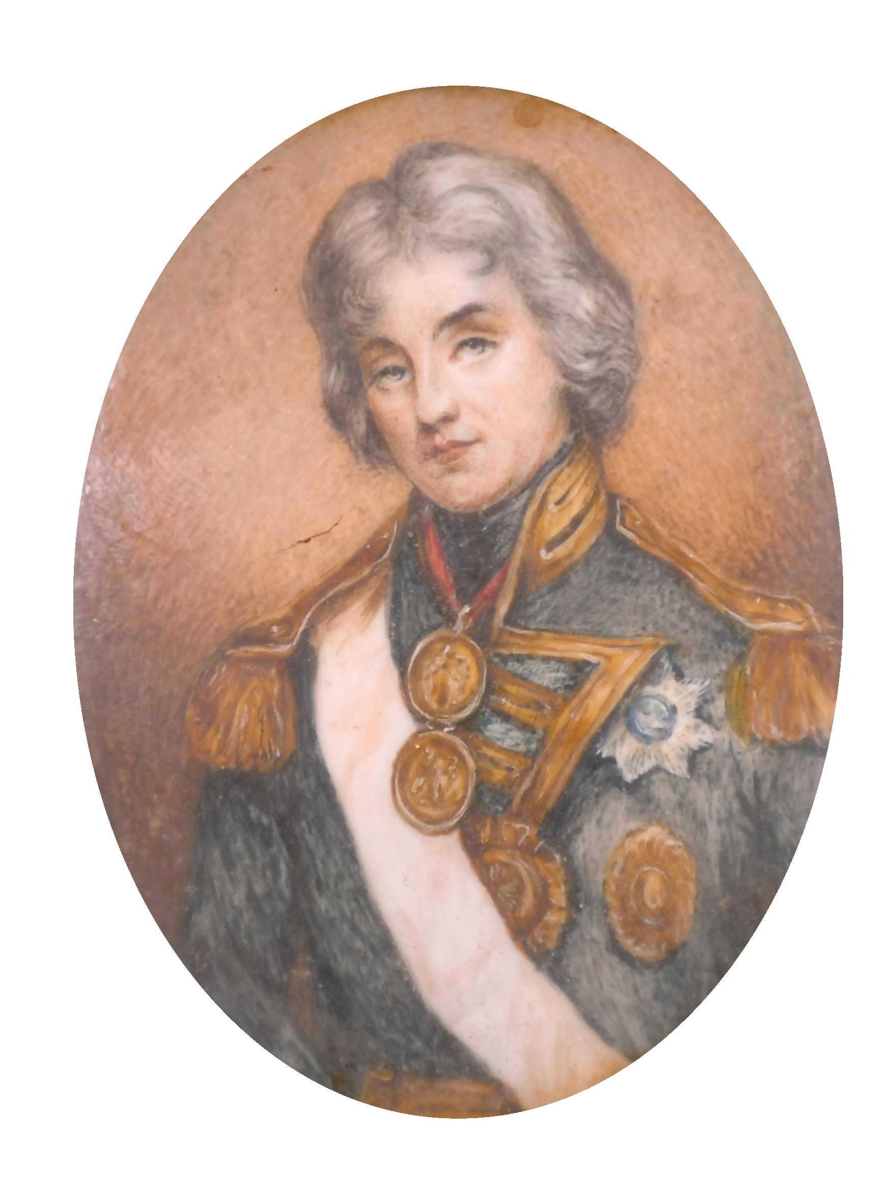 19th Century English School. Portrait of Horatio Nelson (1758-1805), Watercolour, Oval, 3.5" x 3" (9