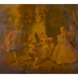 19th Century French School. Elegant Figures in a Garden Scene, Oil on Panel, 10.25” x 11.5” (26 x