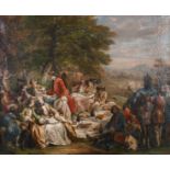 18th Century French School. Figures at a Garden Banquet, Oil on Canvas, 19.75” x 24” (50 x 61cm)
