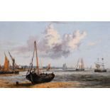 Alfred Vickers (1768-1868) British. A Shipping Scene at the Mouth of the Thames, Oil on Panel, 10.