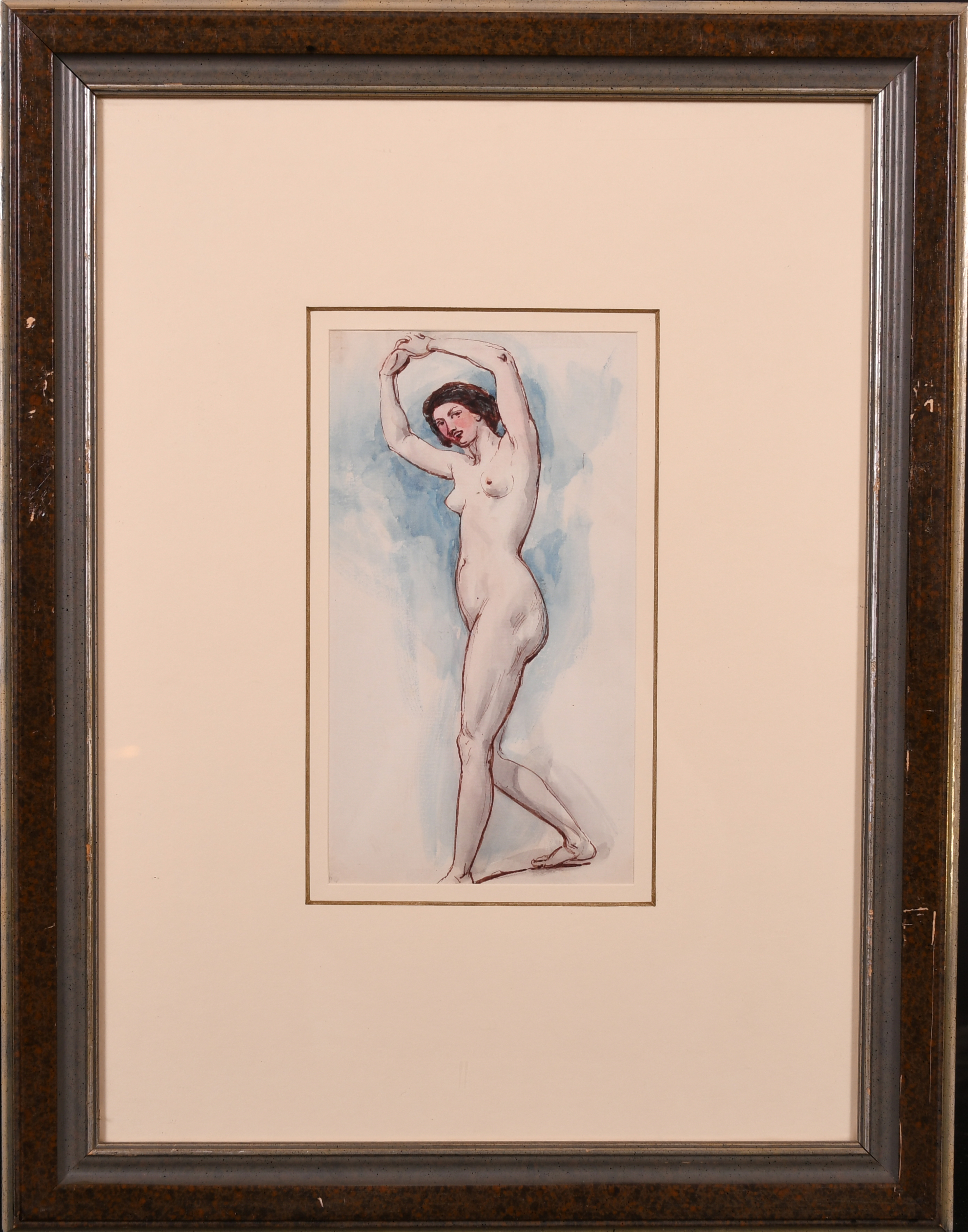 William Edward Frost (1810-1877) British. ‘Female Nude’, Watercolour Pen and Ink, 7.25” x 4” (18.5 x - Image 2 of 4