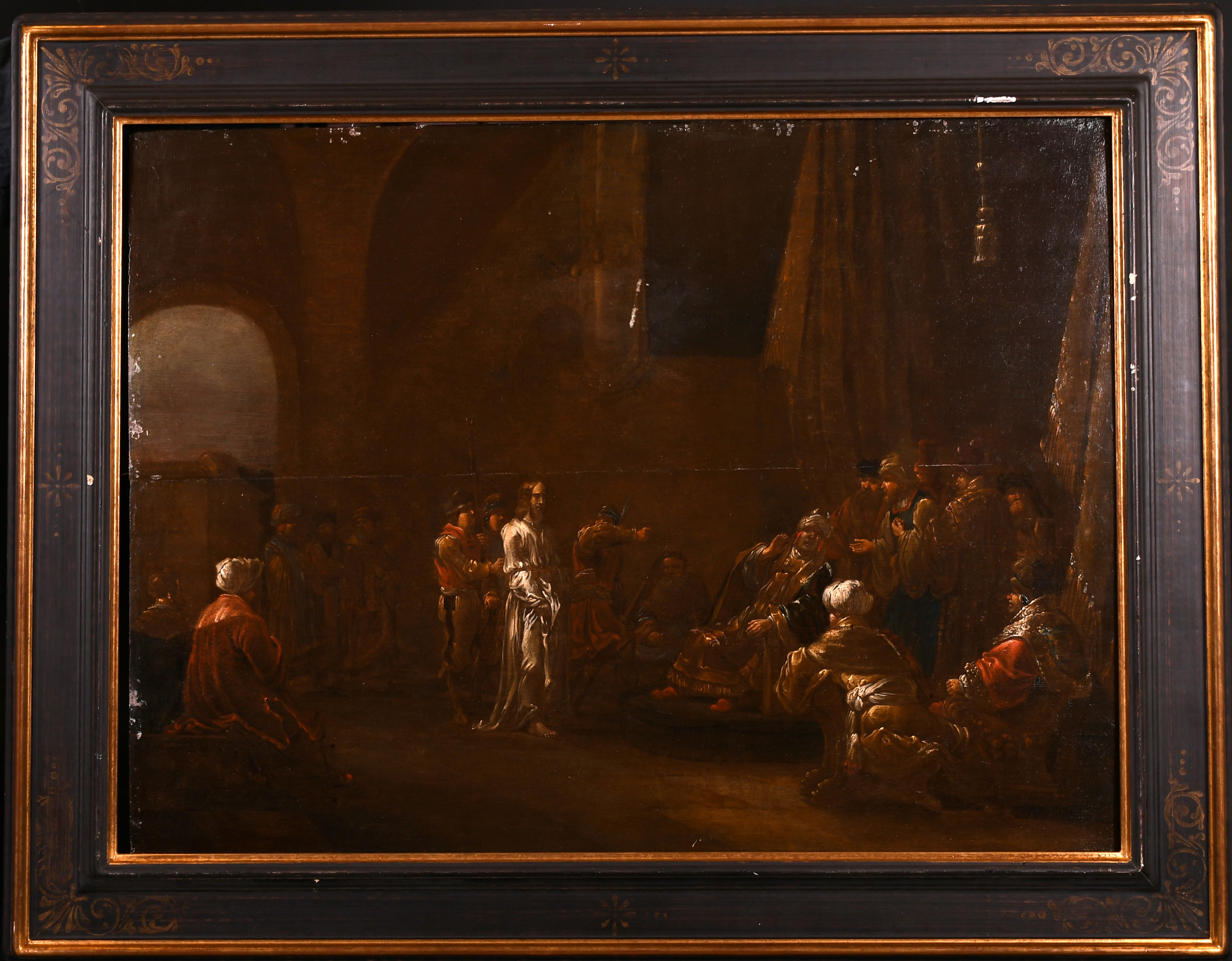 Late 17th Century Dutch School. ‘Christ before Caiaphas’, Oil on Panel, 19” x 25” (48.2 x 63.5cm) - Image 2 of 3
