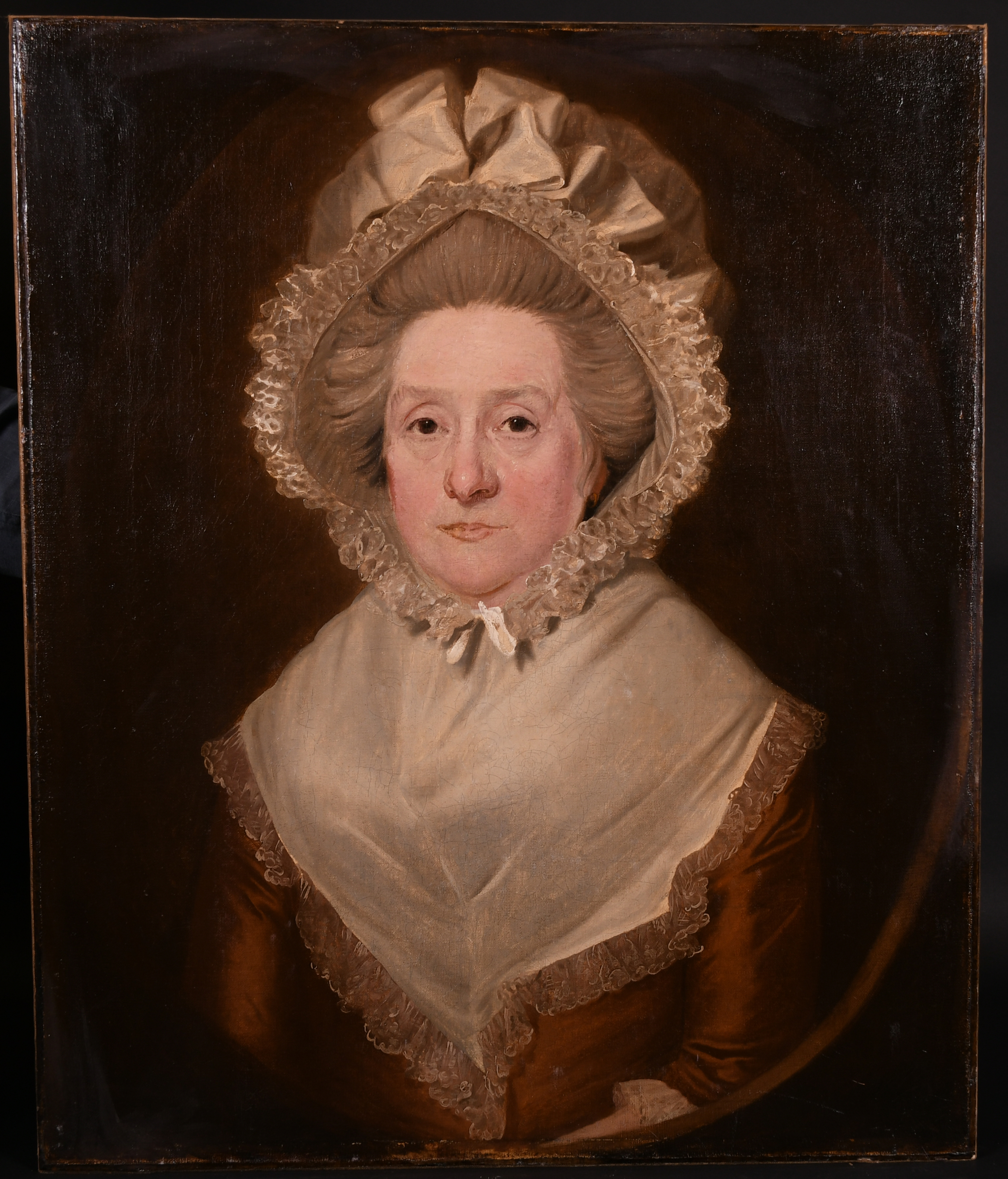 18th Century English School. Bust Portrait of a Lady, Oil on Canvas, Unframed, 30” x 25” (76.2 x - Image 2 of 3