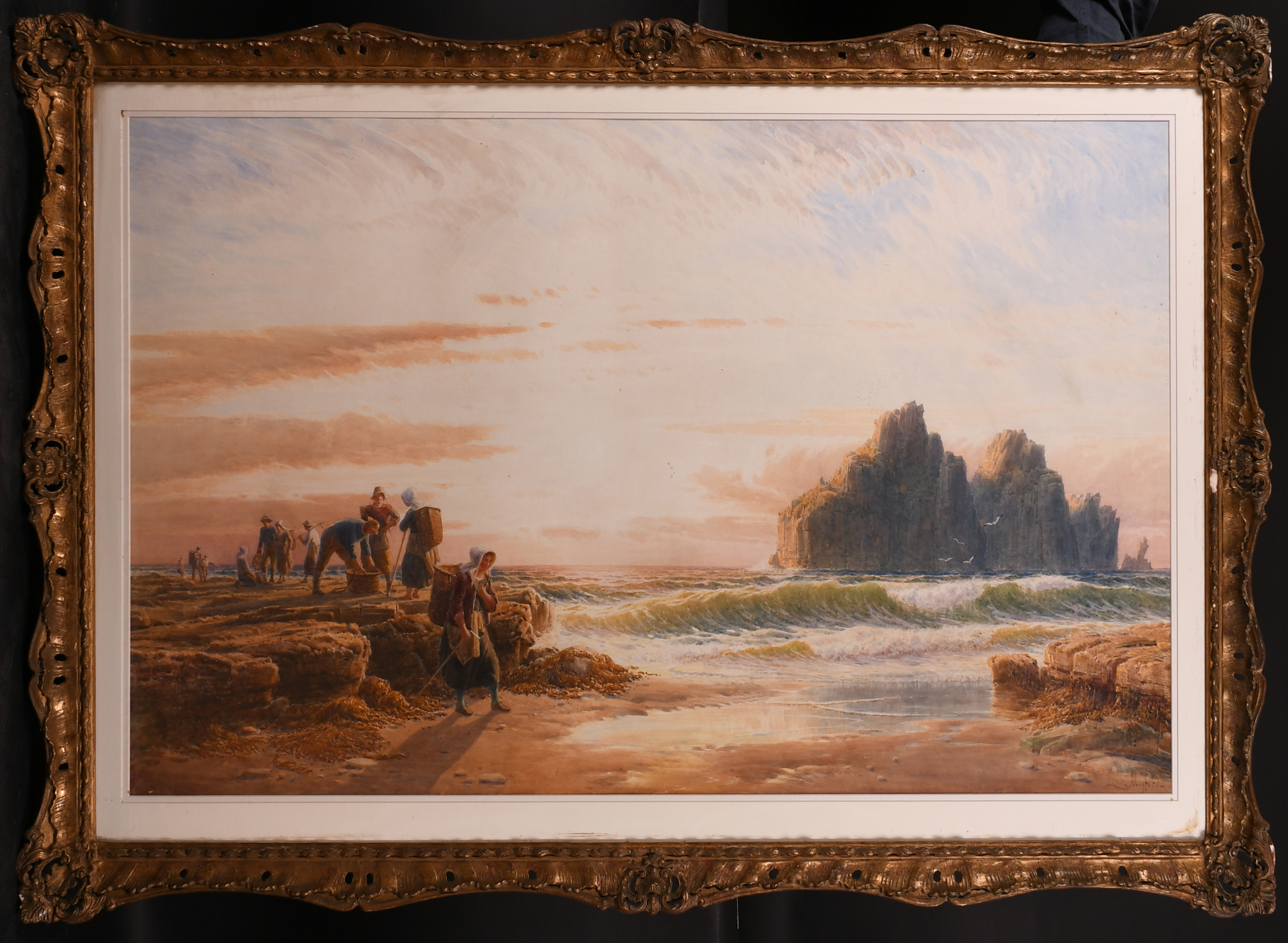 John Mogford (1821-1885) British. A Coastal Scene with Figures bringing in the Catch, Watercolour, - Image 2 of 4