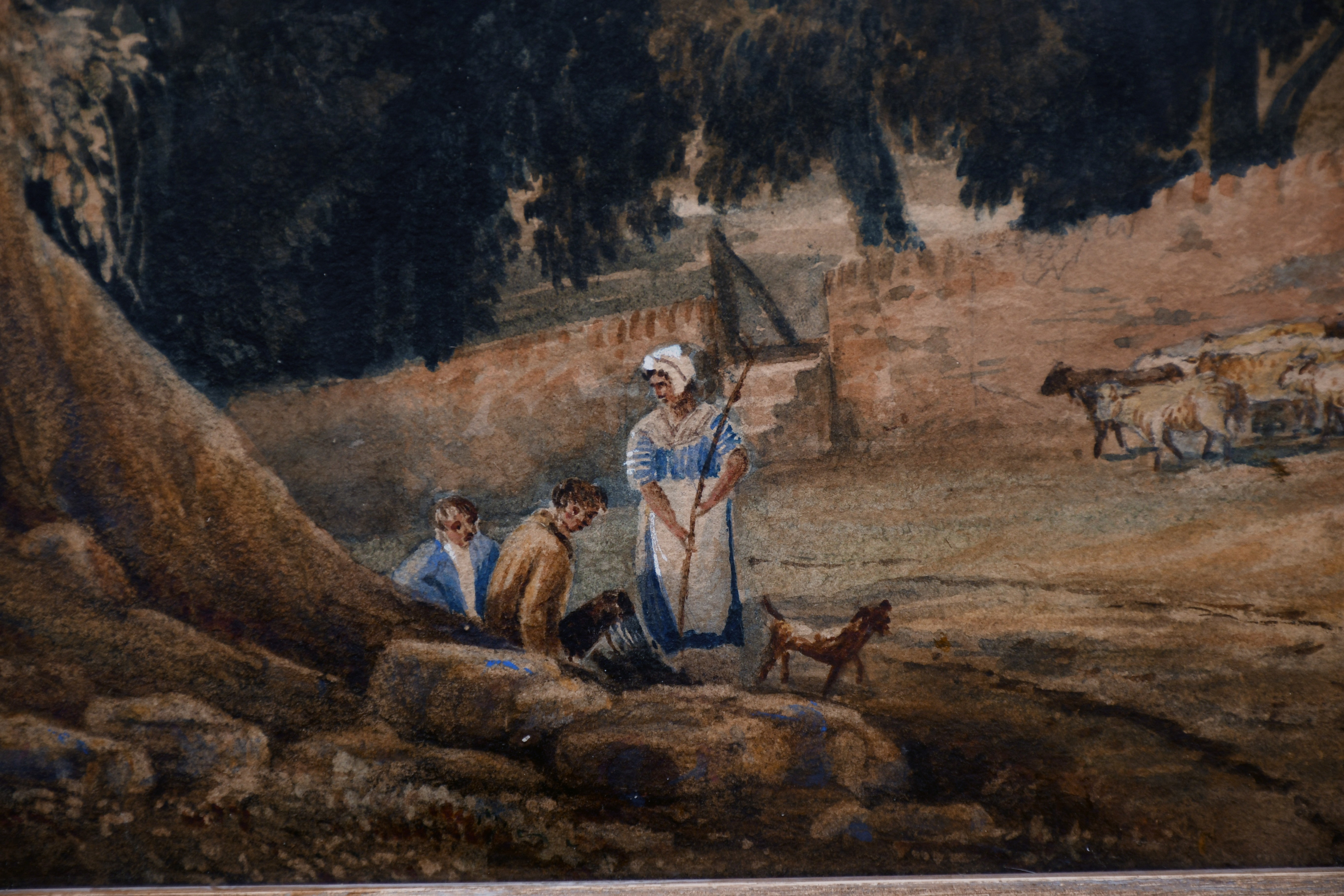 19th Century English School. A Coastal Scene with Figures on a Path, Watercolour, Indistinctly - Image 3 of 5