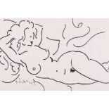 Kanwaldeep Singh Kang ‘Nicks’ (1964-2007) Indian. A Reclining Nude, Pen, Signed and Dated ’93,