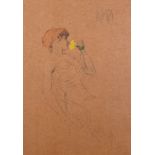 Raphael Kirchner (1876-1917) Austrian. A Girl Smelling a Flower, Watercolour, 15.75” x 11” (40 x