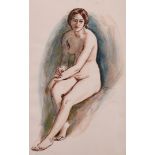 William Edward Frost (1810-1877) British. ‘Female Nude’, Watercolour Pen and Ink, 6.25” x 4” (16.5 x