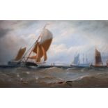 Edwin Hayes (1819-1904) British. A Shipping Scene in Choppy Waters, Watercolour, Signed and Dated