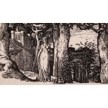 Edward Calvert (1799-1883) British. “The Lady with the Rooks”, Wood Engraving, Third State, 1.7” x