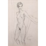 Kanwaldeep Singh Kang ‘Nicks’ (1964-2007) Indian. A Standing Female Nude, Pencil, Signed and Dated ’