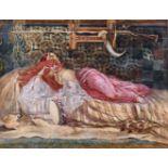 Leon Gabriel Coffinieres de Nordeck (?-1898) French. A Moroccan Muse in her Boudoir, Watercolour,
