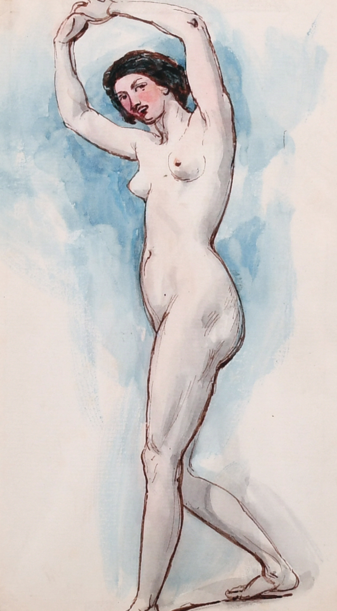 William Edward Frost (1810-1877) British. ‘Female Nude’, Watercolour Pen and Ink, 7.25” x 4” (18.5 x