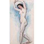 William Edward Frost (1810-1877) British. ‘Female Nude’, Watercolour Pen and Ink, 7.25” x 4” (18.5 x