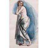 William Edward Frost (1810-1877) British. ‘Female Nude’, Watercolour Pen and Ink, 6.75” x 4.25” (
