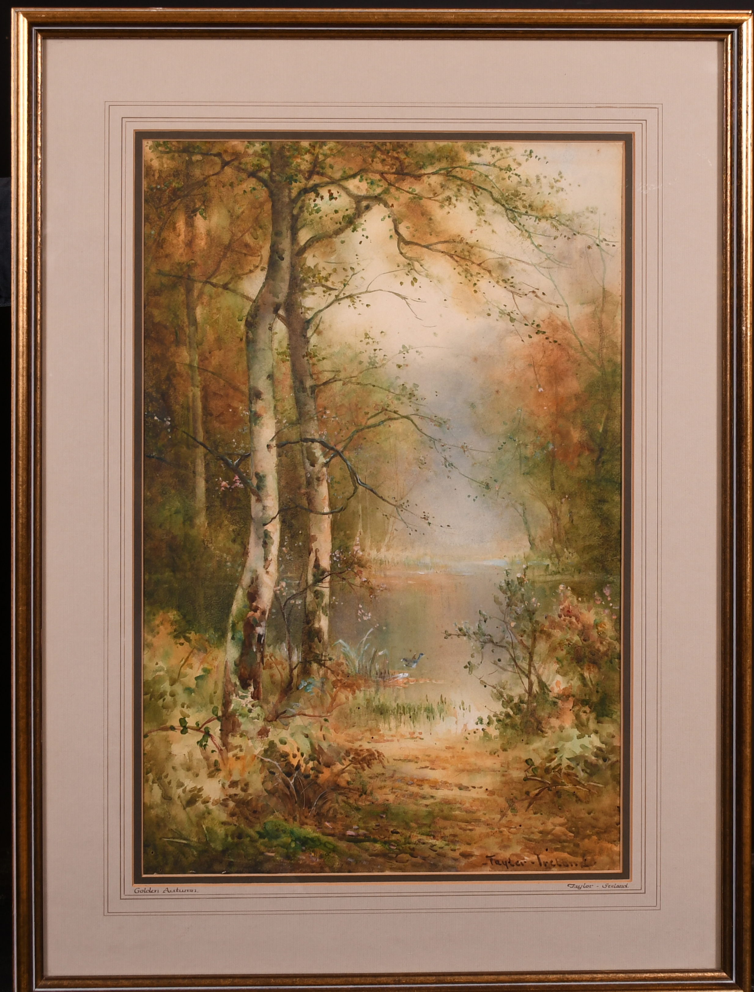 Thomas Taylor Ireland (act.1880-1927) British. “Golden Autumn”, a Tranquil River Landscape, - Image 3 of 9