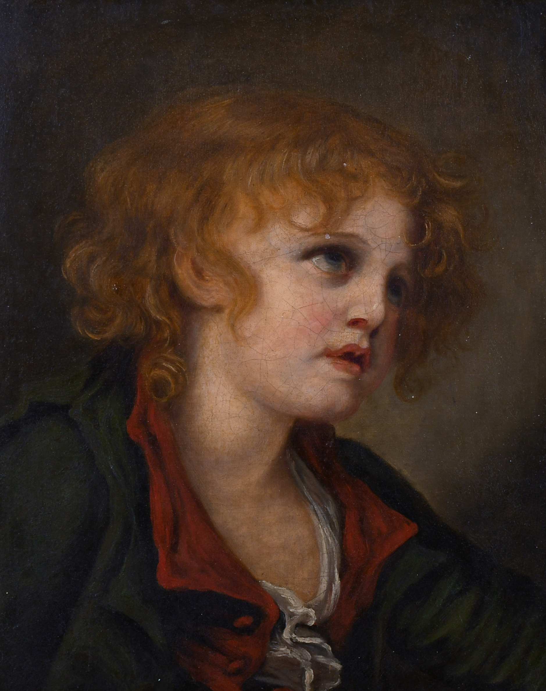 After Jean Baptiste Greuze (1725-1805) French. Bust Portrait of a Young Child, Oil on Canvas, 16”