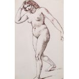 William Edward Frost (1810-1877) British. ‘Female Nude’, Watercolour Pen and Ink, 7” x 4.5” (17.8