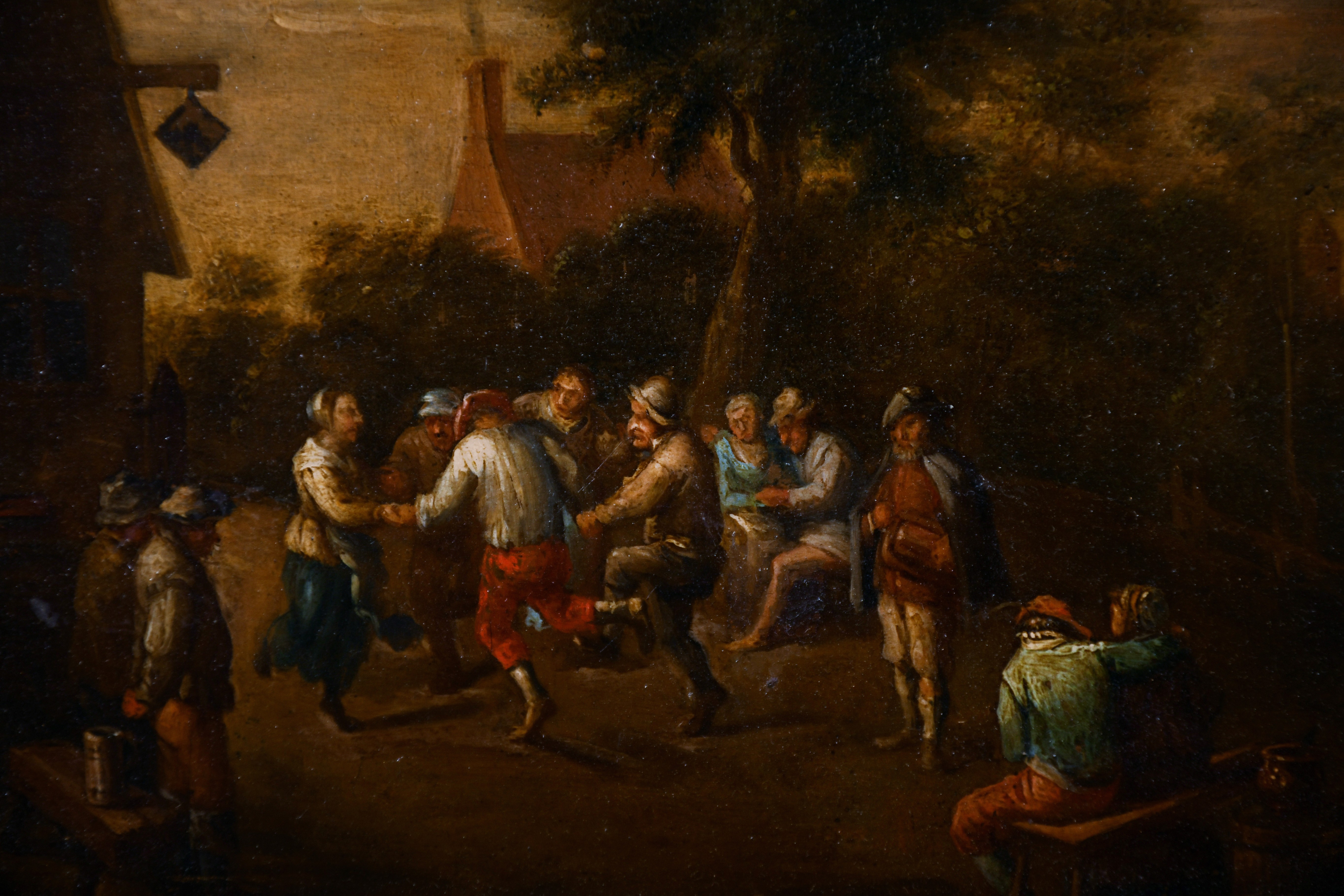 Circle of Theobald Michau (1676-1765) Belgian. Figures Revelling by a Tavern, Oil on Copper, 7.25” x - Image 3 of 4