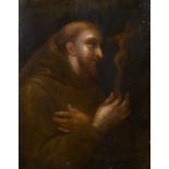 Late 18th Century Spanish School. A Praying Monk, Oil on Panel, Unframed, 15” x 11.25” (38 x 28.5cm)