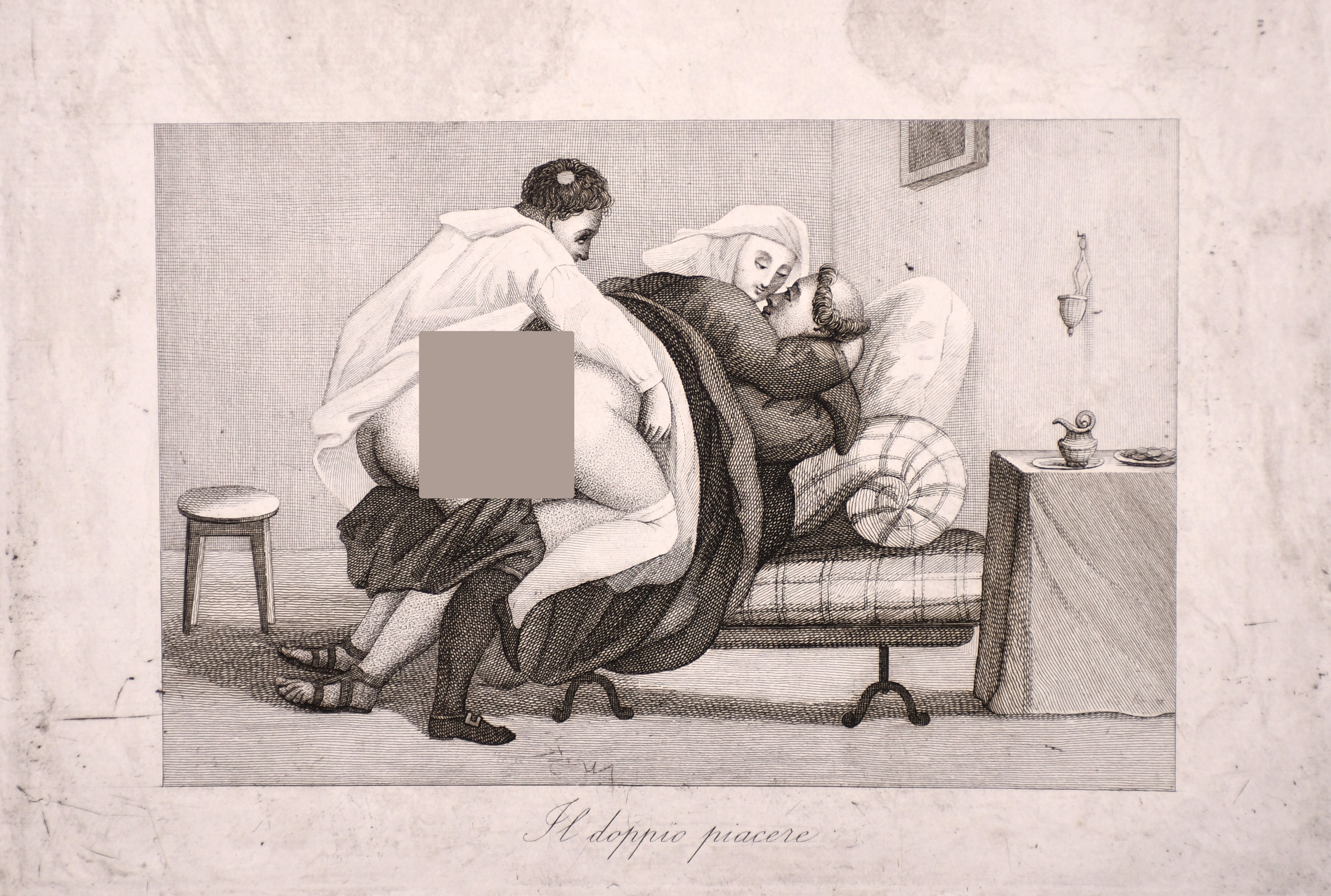 20th Century Spanish School. “La Rivista”, Engraving from an Erotic 18th Century set, Unframed, 5” x - Image 21 of 23