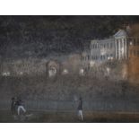 20th Century English School. A Moonlight Scene with Figures, Watercolour, Unframed, 8” x 10.25” (