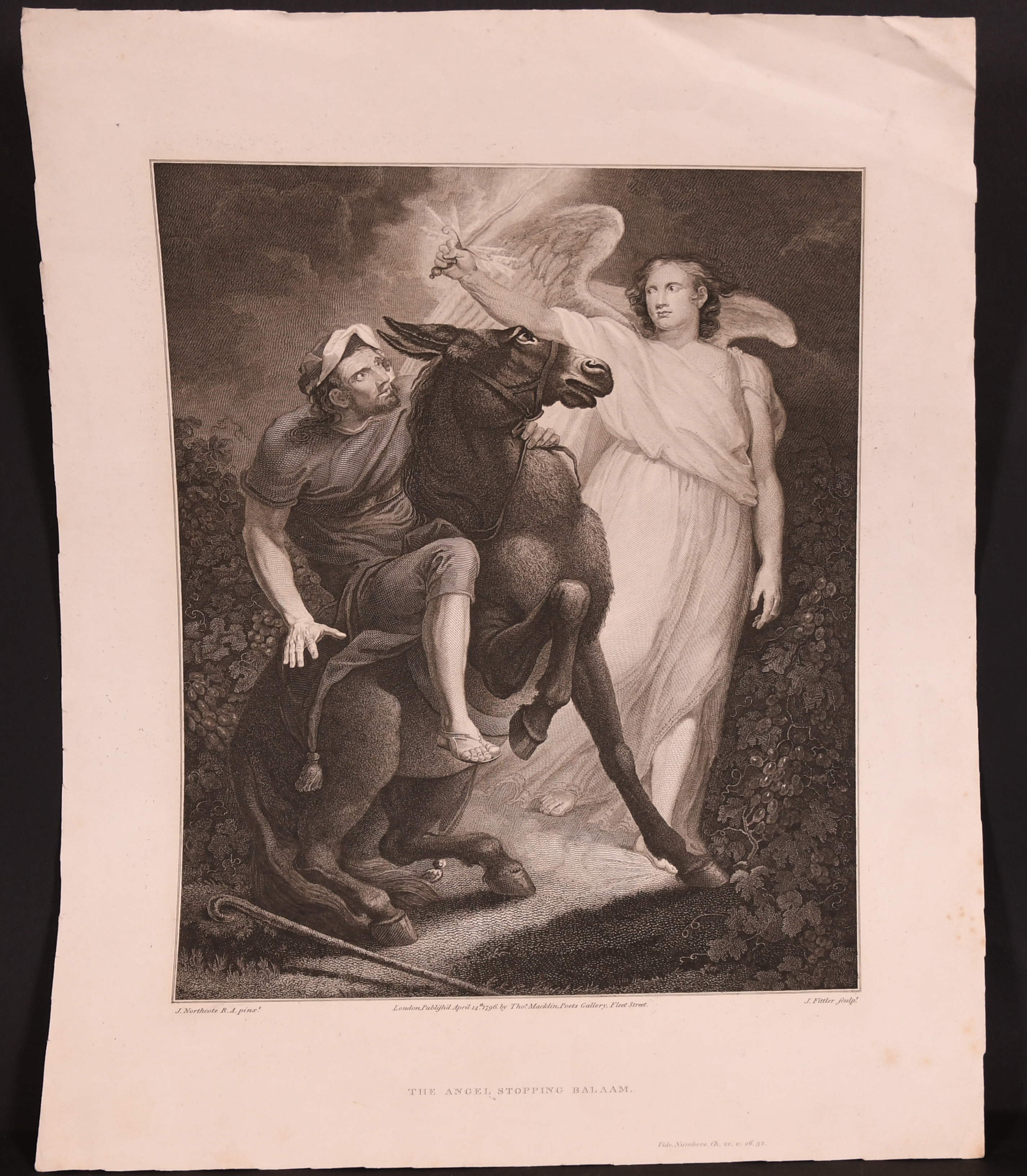 James Northcote (1746-1831) British. “The Angel Stopping Balaam”, Engraving, Unframed, 12.5” x 9.75” - Image 2 of 7