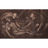 After Edward Coley Burne-Jones (1833-1898) British. “The Entombment”, Study for a bronze relief,