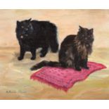 Antonia Maas (1932-2017) British. ‘That Rug’s not going to Fly, so the Cat has got your Tongue’, Oil