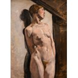 20th Century English School. A Standing Nude, Oil on Board, Signed and Dated ‘March 5.14’