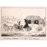 After George Cruikshank (1792-1878) British. “ ‘Travelling in France’ or Le Depart de La Diligence”,