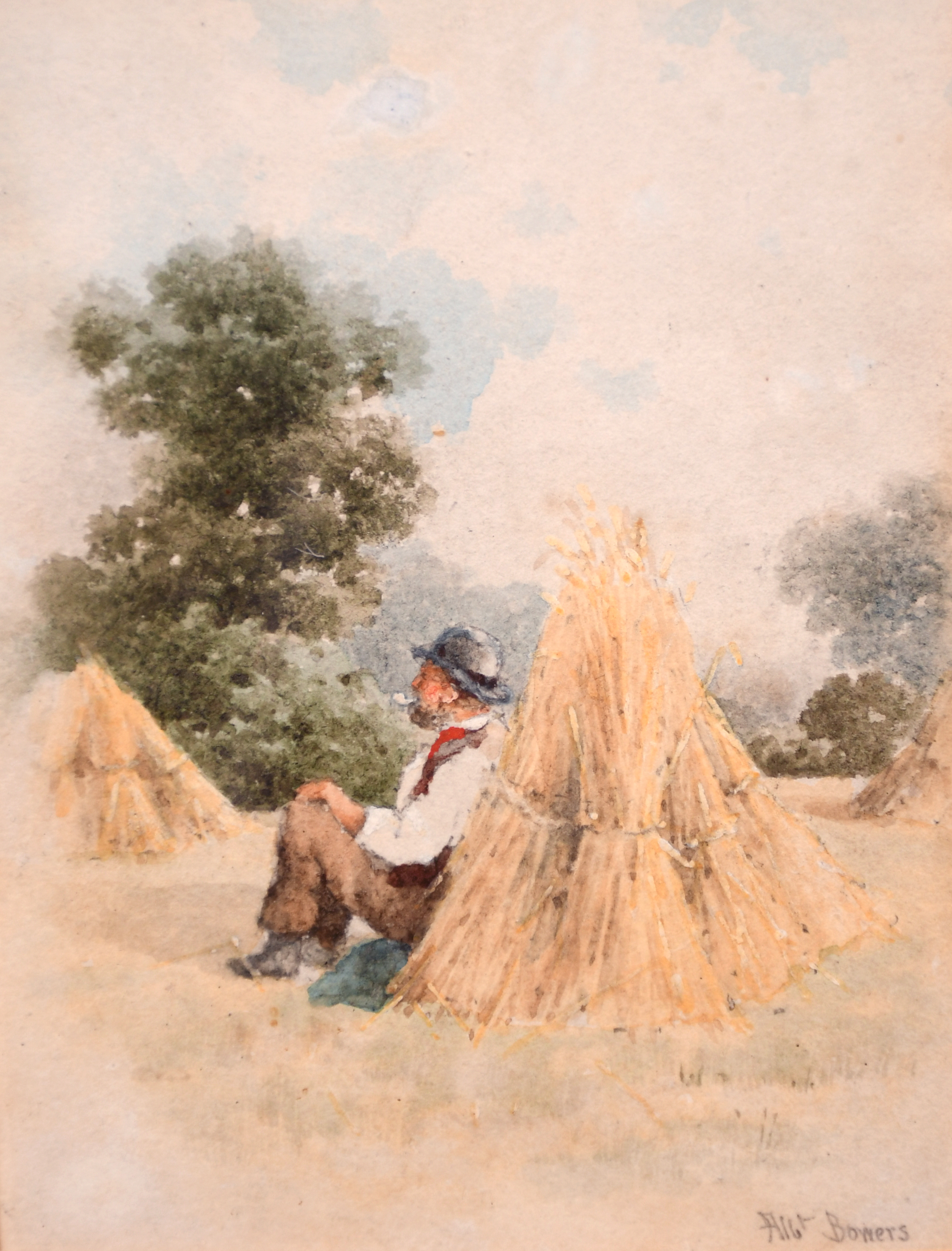 Albert Edward Bowers (exh.1880-1893) British. “The Midday Rest”, Watercolour, Signed, and