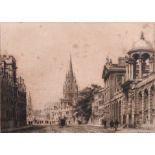 H… Toussaint (20th Century) European. A Street Scene in Oxford, Etching, 6.25” x 8.5” (15.8 x 21.