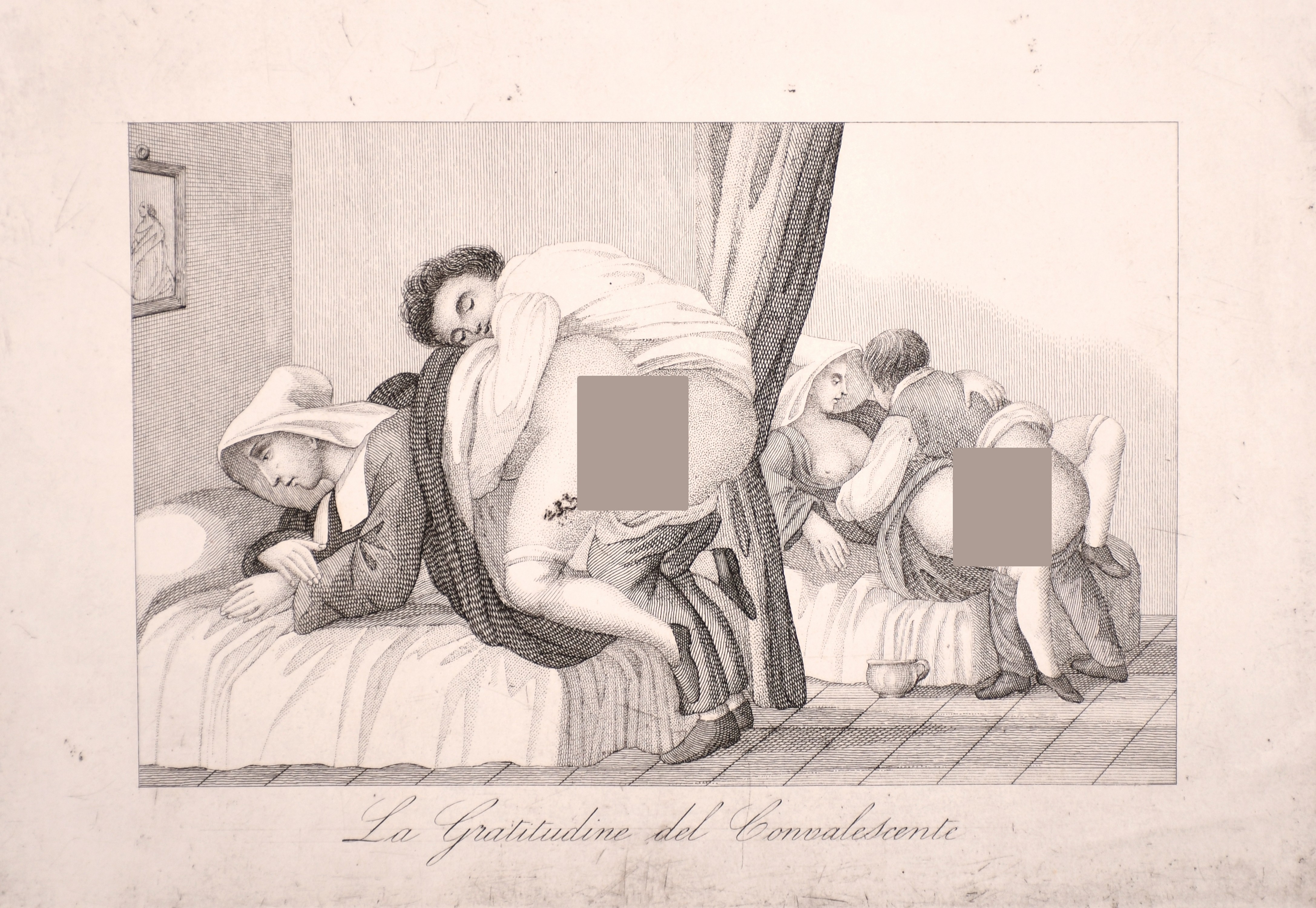 20th Century Spanish School. “La Rivista”, Engraving from an Erotic 18th Century set, Unframed, 5” x - Image 14 of 23
