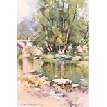 Alan Simpson (1941-2007) British. “The Green River Punt, Angles Sur L’Anglin”, Watercolour, Signed