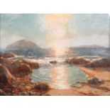Julius Olsson (1864-1942) British. “Golden Afternoon, Connemara”, Oil on Board, Signed, and