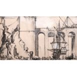 Frank Brangwyn (1867-1956) British. “The Bridge of Empire”, Mixed Media, Inscribed on the reverse,