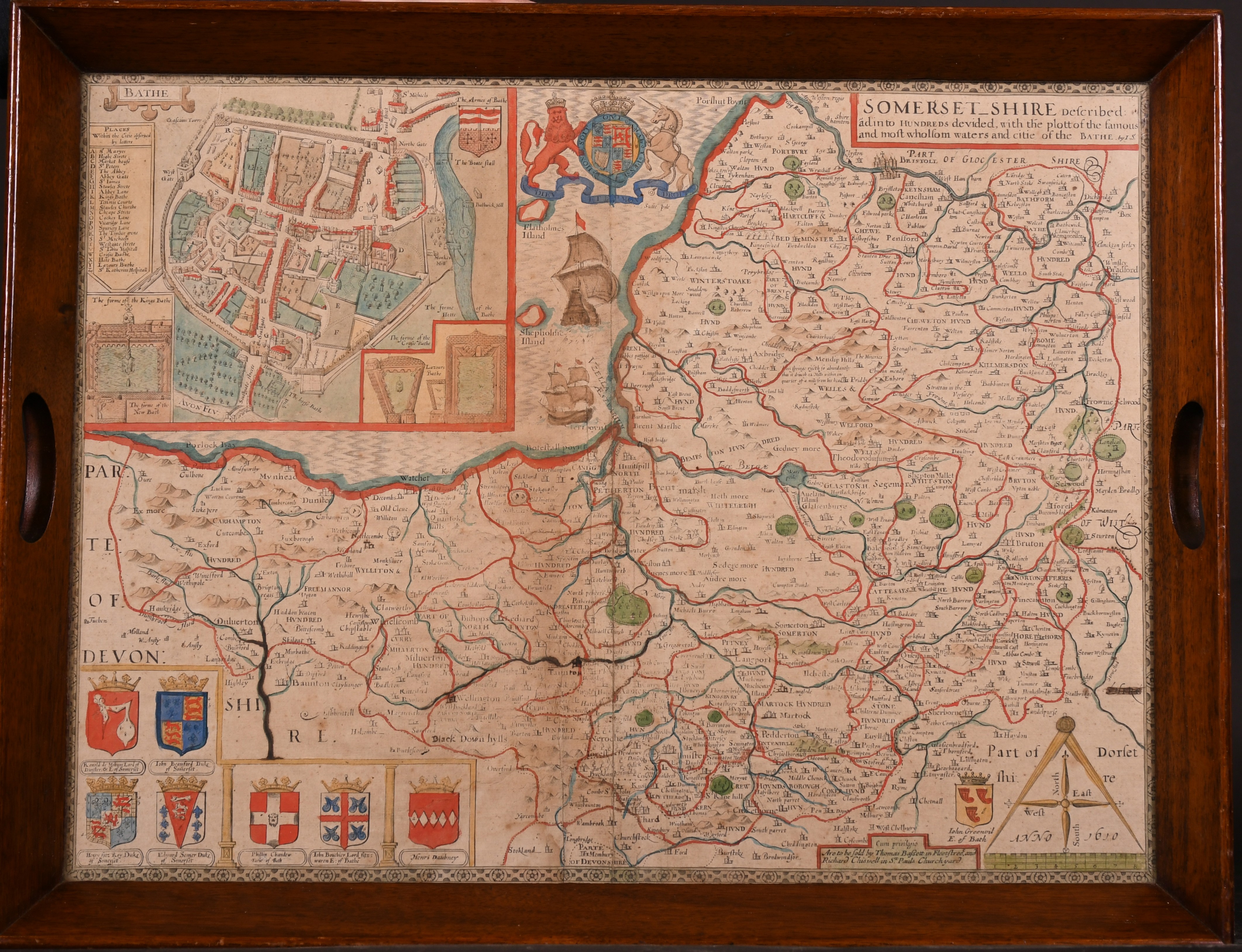 John Speed (1552-1629) British. “Somerset Shire” Circa 1610, Map, 15” x 19.5” (38 x 49.5cm) - Image 2 of 4