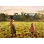 Arthur Hacker (1858-1919) British. A Mother and Child in a Field, Oil on Panel, Signed and Dated