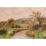 Arthur Wilkinson (c.1860-1930) British. “The Arun at Houghton, Sussex”, Watercolour, Signed, and