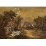 L… Calcott (19th – 20th Century) British. An Alpine Scene, with a Mill House, Oil on Canvas,