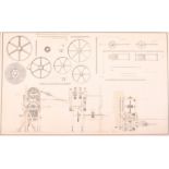 Maudslay, Sons & Field (20th Century) British. Designs for a Belt-Driven Machine, Watercolour Pen