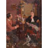 Paul James Logan Wyeth (1920-1983) British. “Conversation Piece”, Oil on Unstretched Canvas,