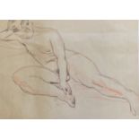 Uli Nimptsch (1897-1977) Swiss. A Reclining Female Nude, Pencil and Crayon, Mounted, Unframed, 14.