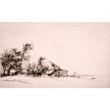 William Palmer Robins (1882-1959) British. “Burnham”, Essex, Dry-point Etching, Signed, Inscribed