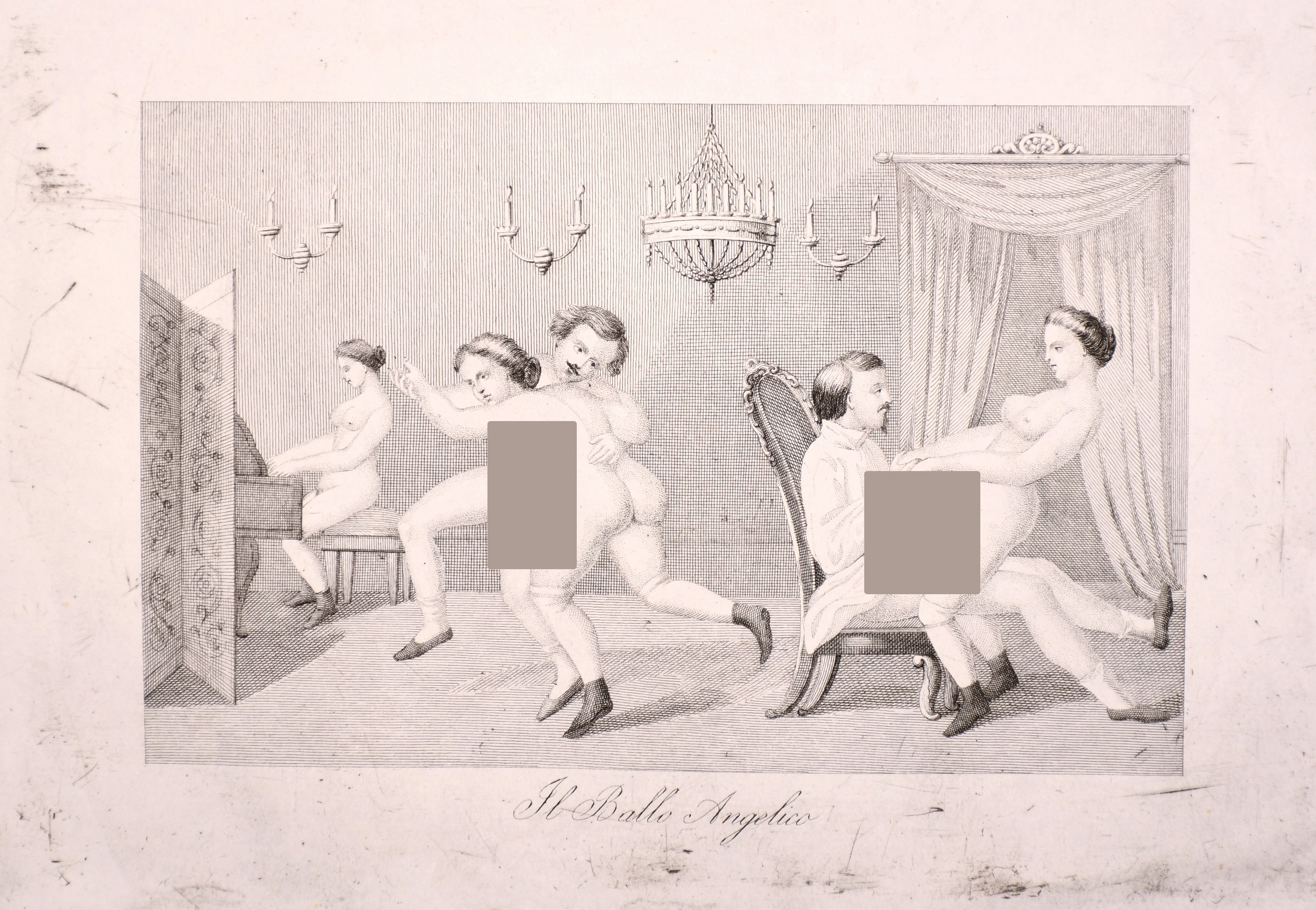 20th Century Spanish School. “La Rivista”, Engraving from an Erotic 18th Century set, Unframed, 5” x - Image 7 of 23