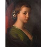 19th Century European School. Bust Portrait of a Young Lady, Oil on Canvas, 24” x 19” (61 x 48.2cm)